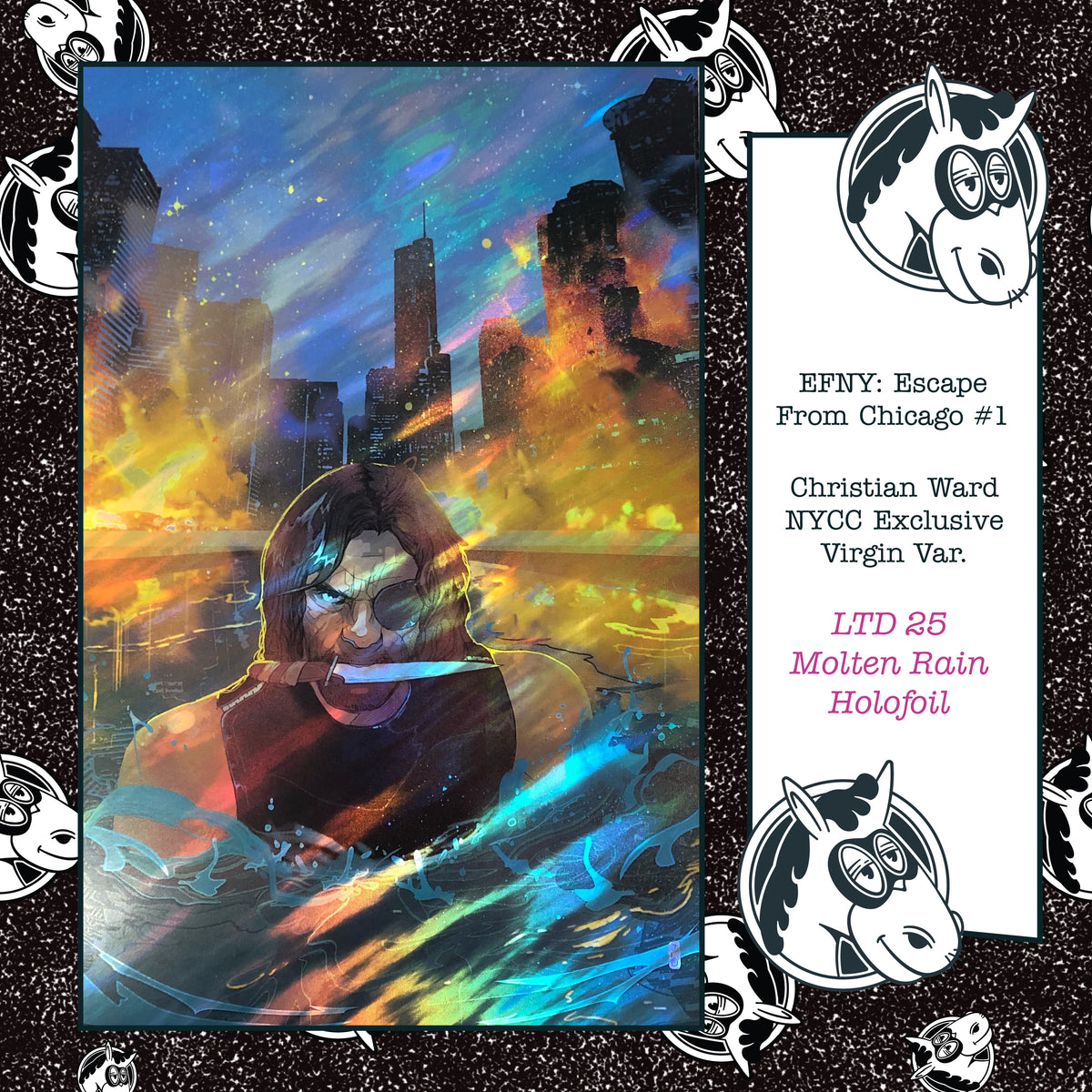 Escape From New York: Escape From Chicago #1 Christian Ward LTD 25 NYCC Exclusive Virgin Molten Rain Holofoil Variant