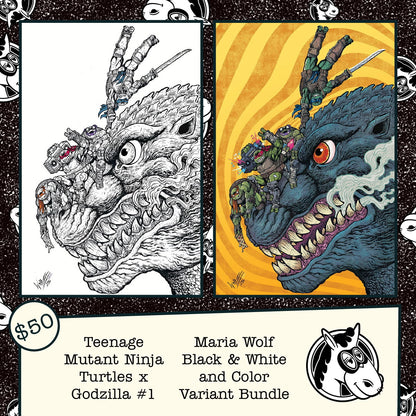 Teenage Mutant Ninja Turtles x Godzilla #1 Maria Wolf Exclusive 2-Pack